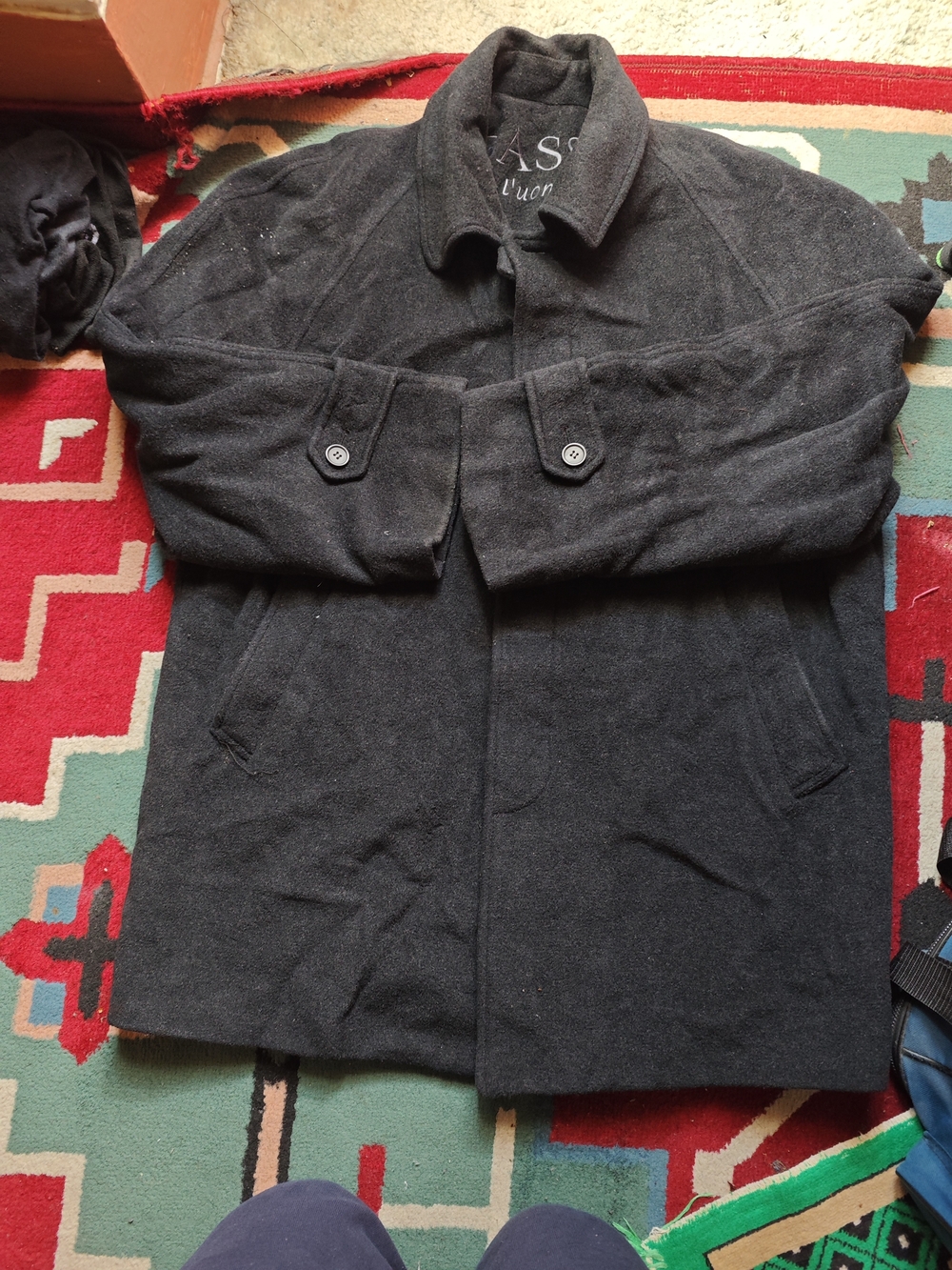 Bass Black Wool Blend Men's Pea Coat